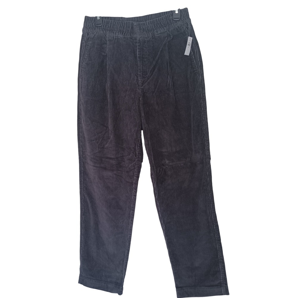 Gap Corduroy Jogger Pants Women Size M Charcoal Gray High Rise Pleated NEW